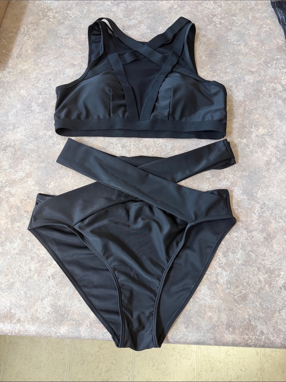 Women’s Black Crisscross High-Waist Swim Set